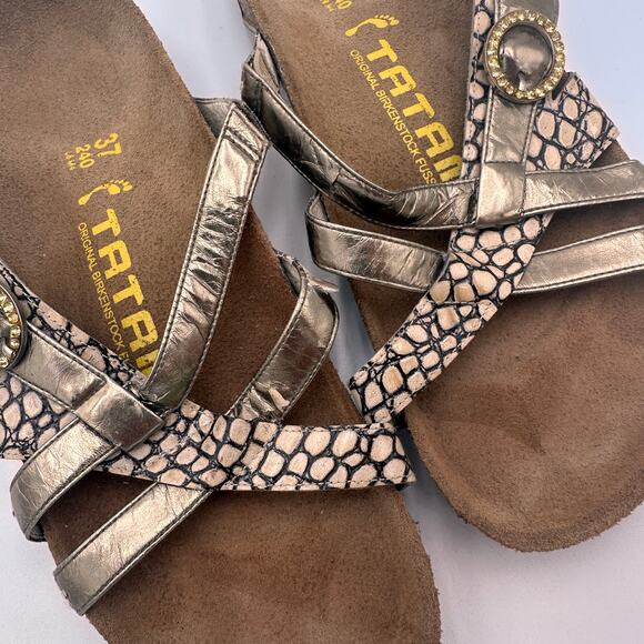 Tatami Birkenstock Metallic Snake Print Jewel Sandals 37 / 240 Size 6 - Picture 5 of 13